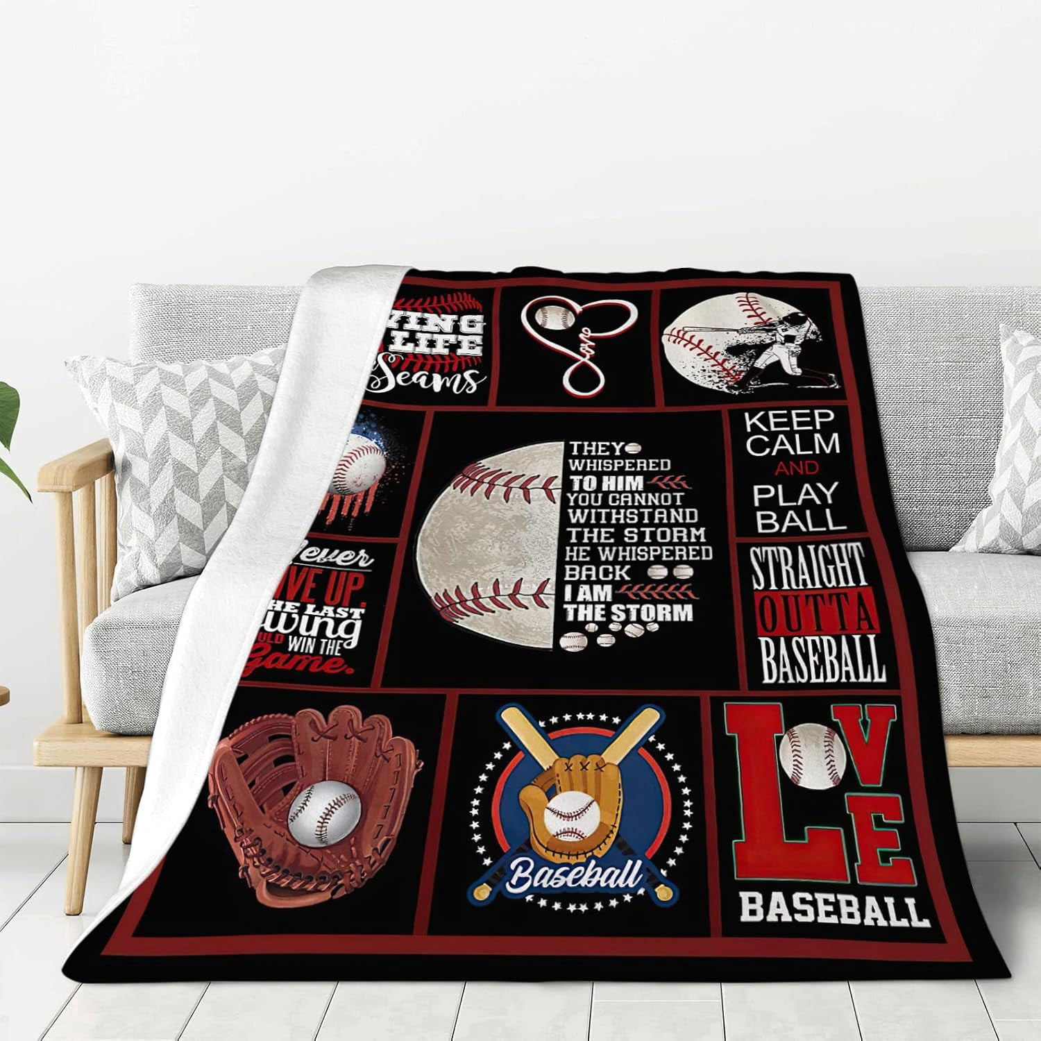 Baseball Blanket Baseball Gifts Throw Blankets Cozy Fleece Flannel Blanket Plush Lightweight Bedding Baseball Stuff for Boys Girls Men Women Kids Adults Lovers for Couch Sofa Bed Room Decor 50"X60"