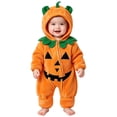 thumbnail image 2 of Baby Long Sleeve Pumpkin Hooded Bodysuit Toddler Pumpkin Halloween Cosplay Halloween for Girls Size 0-24 Months, 2 of 4