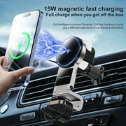 15W MagSafe Wireless Car Charger for iPhone 16 /Watch/ Earphone, 3 in1 Charging Air Vent Mount Stand Fast Charging Cellphone Holder
