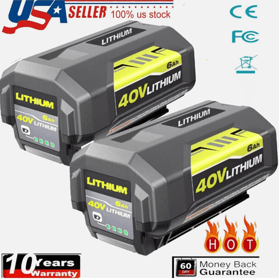 2Packs 40 Volt 6.0Ah OP4040 Replacement for Ryobi 40V Lithium Battery OP4050A OP40601 OP4026A OP40601 OP4030