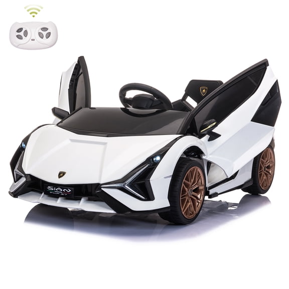 TOBBI 12V Lamborghini Powered Ride on Cars, Remote Control, Battery Powered, White