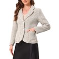 thumbnail image 4 of Tweed Blazer for Women's Notch Lapel Long Sleeve Fall Winter Elegant Business Casual Jacket XL Grey, 4 of 6