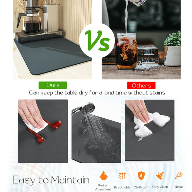 Coffee Mat Hide Stain Rubber Backed Absorbent Dish Drying - Temu