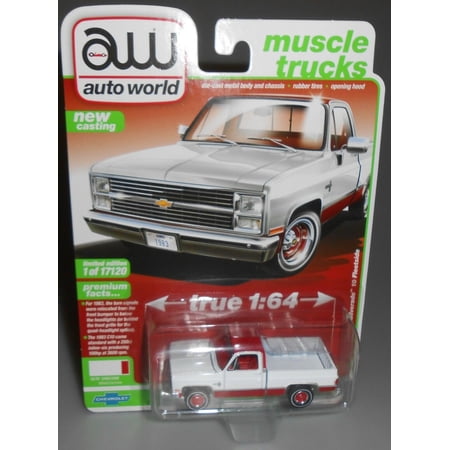 AUTO WORLD 1983 Chevy Silverado 10 Fleetside White Red New 2021