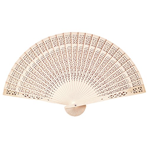 MAMaiuh Chinese Sandalwood Fan Scented Wooden Openwork Personal Hollow Hand Held Folding Fans for Wedding Decoration Birthdays Home Gifts J