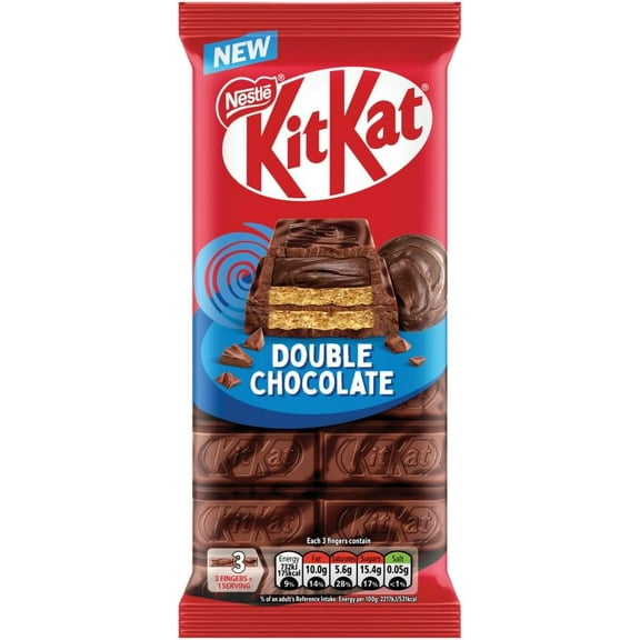 KitKat Double Chocolate Sharing Bar 15 x 99g – Milk & Dark Chocolate Crispy Wafer, Smooth Cocoa Filling, Perfect for Sharing
