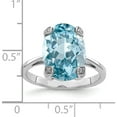thumbnail image 3 of Sterling Silver Rhodium Light Swiss Blue Topaz Diamond Ring (Size 7) Made In Thailand qdx549-7, 3 of 5