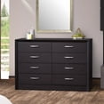 thumbnail image 2 of CorLiving Newport Mid-Century Modern Black Engineered Wood 8-Drawer Wide Double Dresser for Bedroom - Large, Wide Chest of Drawers, Long Clothes Dresser, Stylish Bedroom Furniture Piece, 2 of 5
