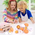 thumbnail image 2 of Juego de simulación de huevos de madera para niños juguete Montessori Ehuebsd  de 6 piezas para cocina comida y comida, 2 of 8