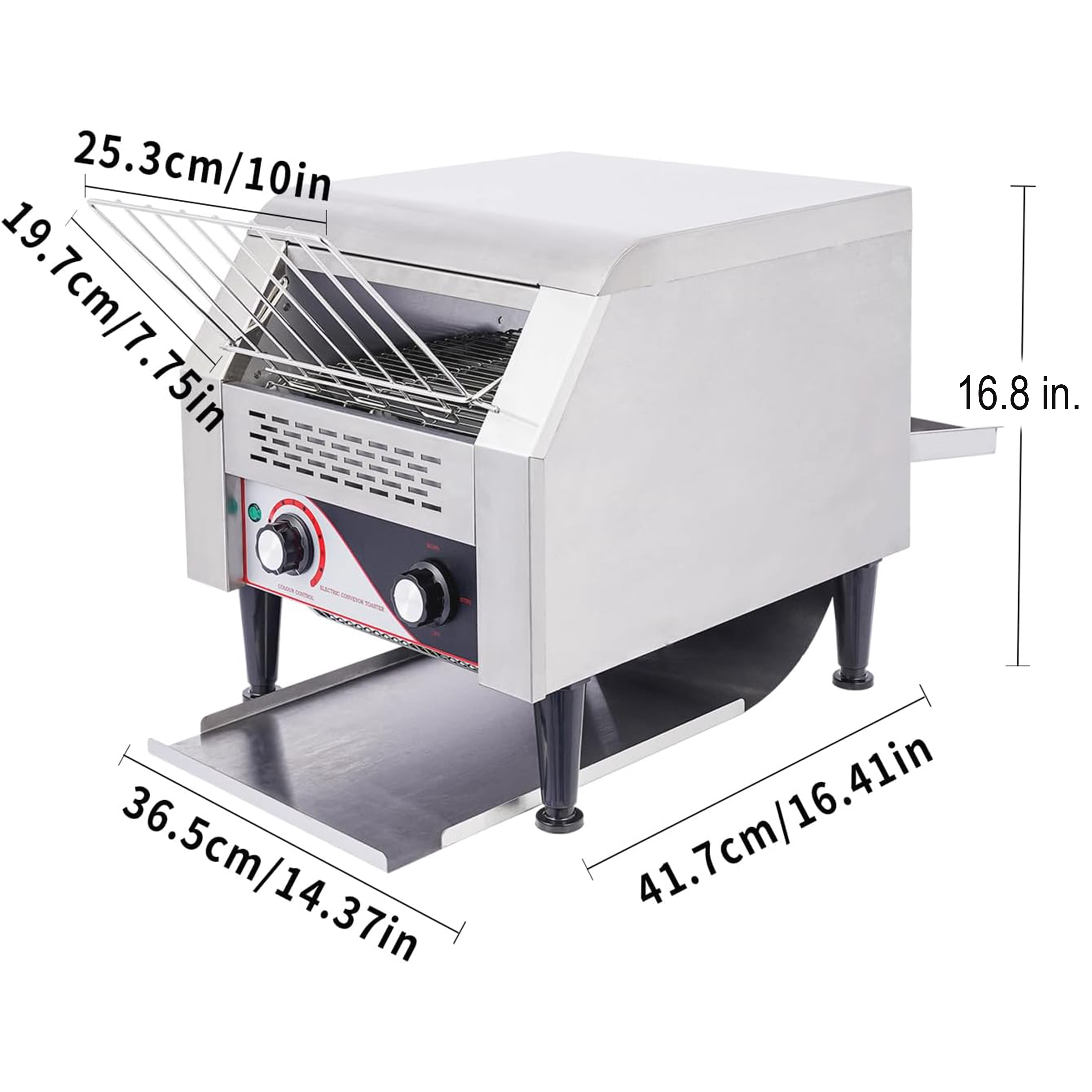 NSF Conveyor Toaster 300 Slices/Hour, Commercial Bread Toaster Bagel Toaster for Restaurant, 1700W Stainless Steel Toaster Oven for Restaurant,Buffets,House Use