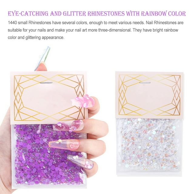 1440 Pieces Glass Crystal Set Flat Back Excellent Gloss Nail Art Rhinestones DIY Handcraft Manicure Accessories Card Making Transparent
