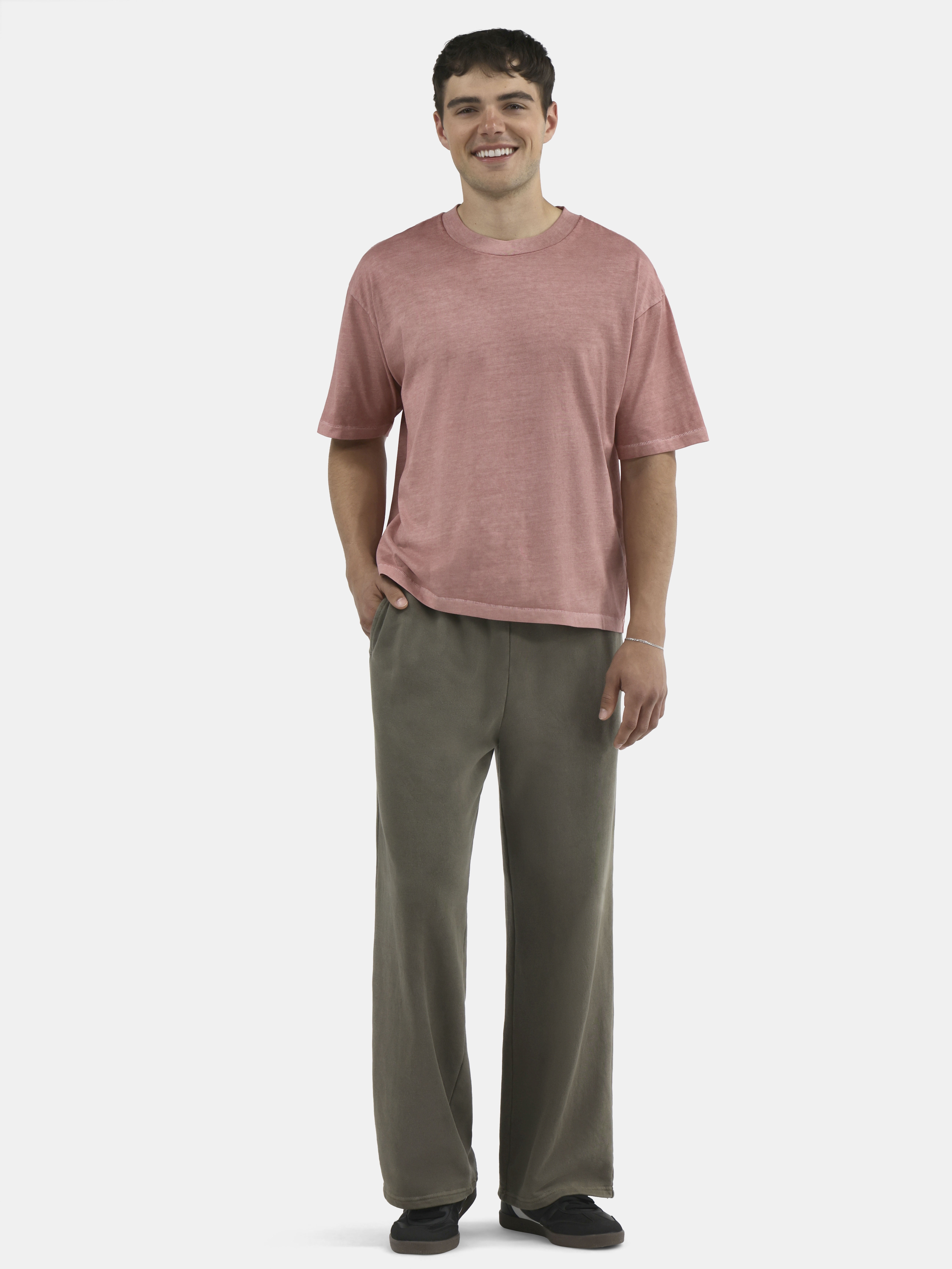 No Boundaries Cotton Oversized Cropped Tee with Short Sleeves, 2-Pack, Men's and Big Men's XS-5XL