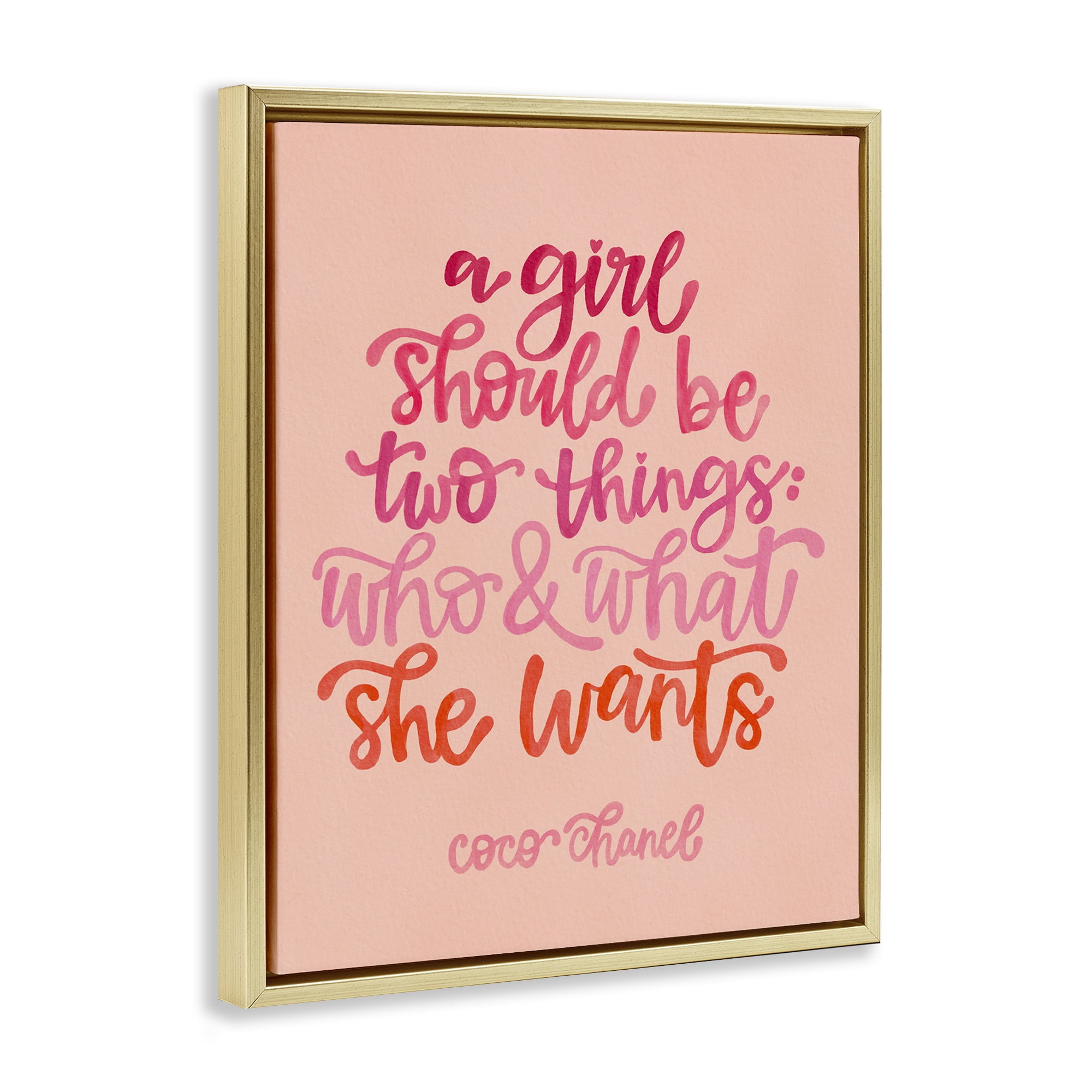 Stupell Industries Where & What She Wants Typography Painting Gold Floater Framed Art Print Wall Art, 17 x 21