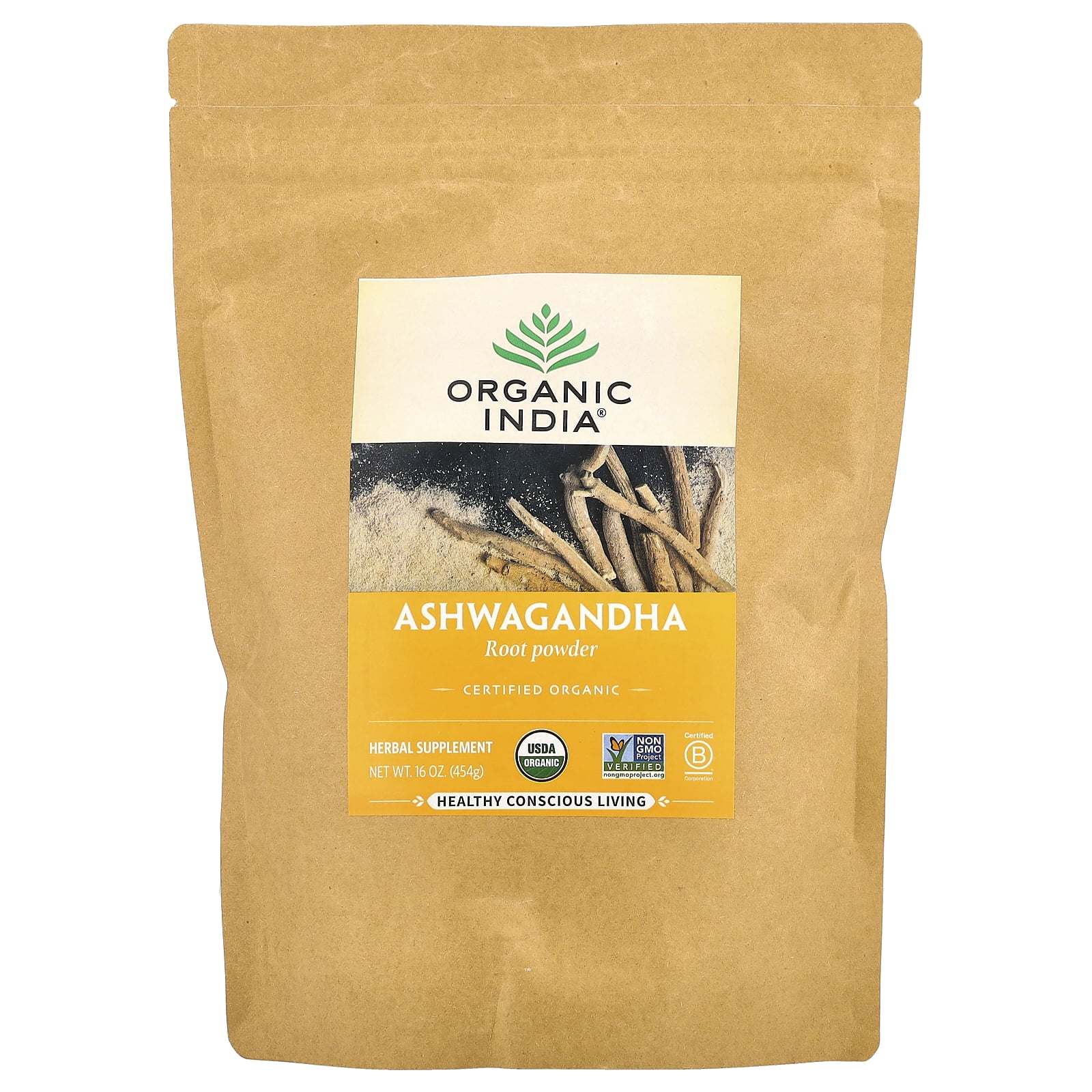 ORGANIC INDIA Ashwagandha Herbal Supplement Powder 1lb Bag