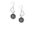thumbnail image 2 of Delight Jewelry Silvertone Antiqued Round Seal - Initial - V - Open Heart French Earrings, 2 of 4