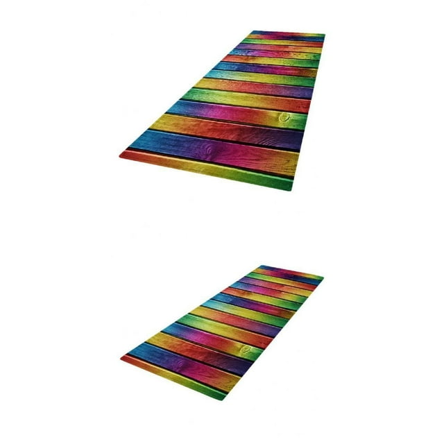 veasfak Set of 2 Multicolor Area Rugs Carpet Anti-slip Decorative Doormat Floor Mat