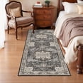 thumbnail image 3 of 3'x6' Washable Runner Rug, Stain Resistant Thin Durable Black Rug for Hallway Entryway Kitchen Bathroom, 3 of 17