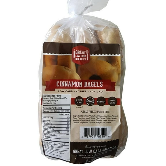 Original Low Carb Bagels by Great Low Carb Company, 6 Count (Cinnamon Bagels)