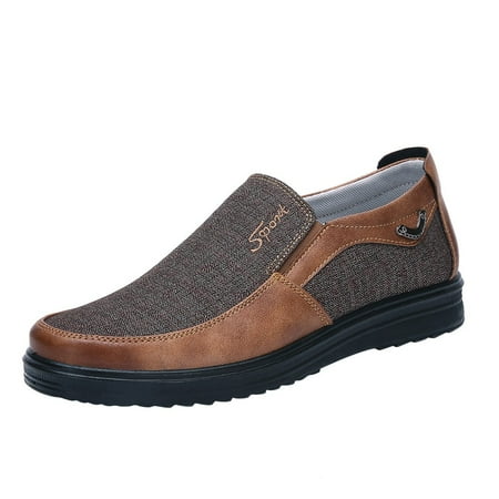 Sexlip Men s Business Casual Denim Shoes  Soft Bottom  Comfortable Slip-On Loafers for Work & Leisure Khaki 44