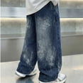thumbnail image 5 of JIAYUE Boys Casual Denim Pants Distressed Wide Leg Classic Loose Pocket Floor-Length Trousers Comfortable Spring Autumn Wear Versatile Jeans For Kids, 5 of 6