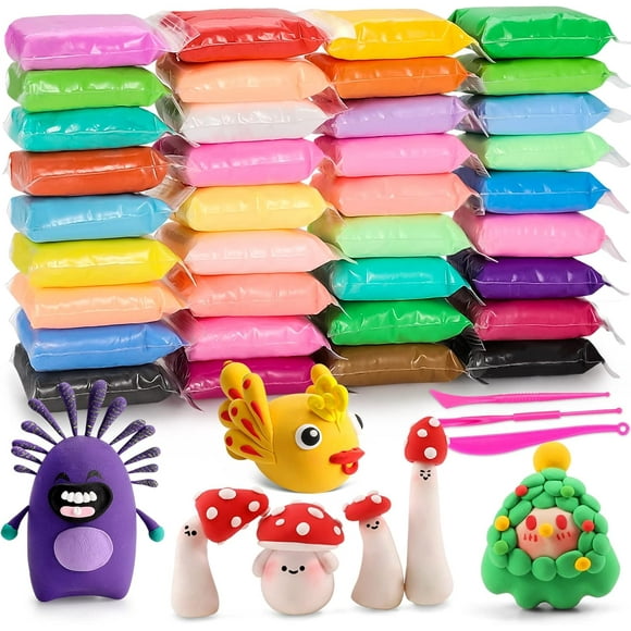 Fuebueo Air Dry Clay 24 Colors DIY Molding Magic Clay for with Tools, Toys Gifts for Age 3 4 5 6 7 8+ Years Old Boys Girls Kids