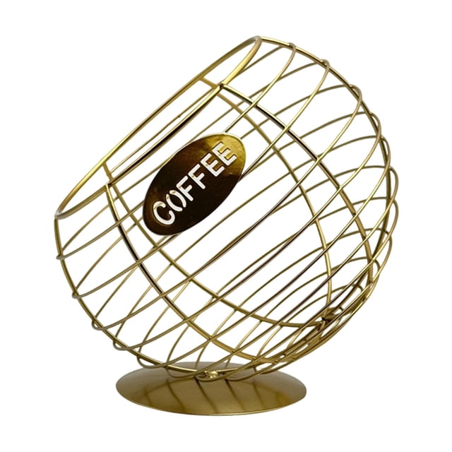 Cesta de almacenamiento decorativa de hierro forjado para cápsulas de café, organizador de tazas de café Oro 20cmx20cm