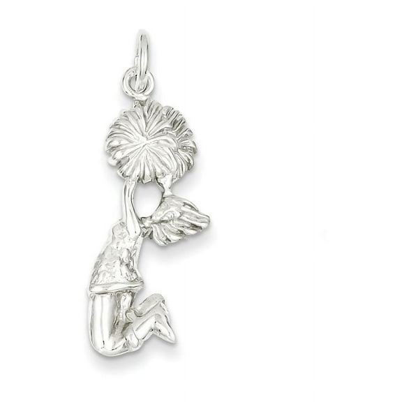 925 Sterling Silver Solid Polished Cheerleader Charm 29x11mm Wide Pendant Necklace for Women