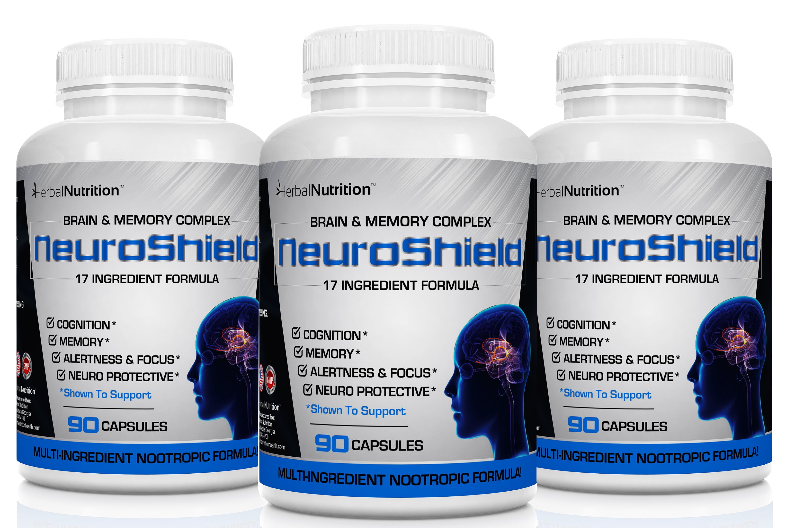 NeuroShield Brain & Memory Supplement 3 Bottle Pack Multi