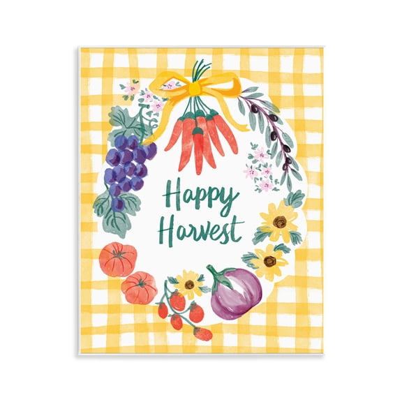 Stupell Industries Happy Harvest Kitchen Food & Beverage Painting Unframed Art Print Wall Art, 11 x 14