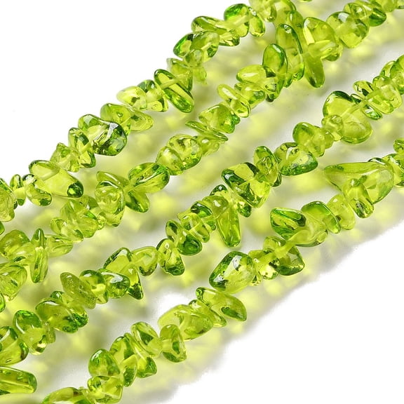 Spray Painted Transparent Glass Beads Strands Imitation Gemstone Chip Yellow Green 1~7x4~14x3~7.5mm Hole: 0.4mm 31.50''~31.69''(80~80.5cm)