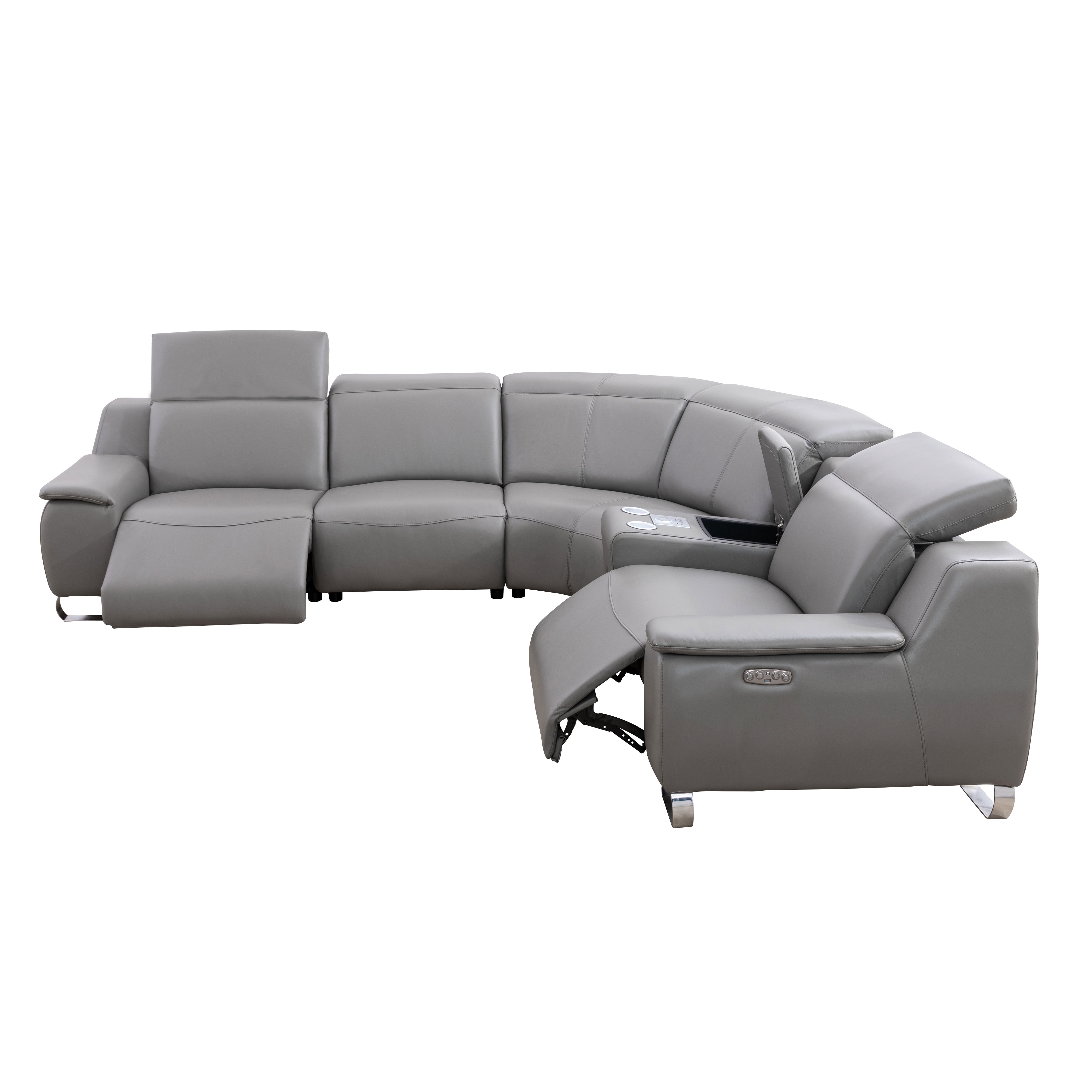 MAYEERTY Power Reclining Modular L-Shaped Sectional Sofa, Leather Recliner with Bluetooth Speaker & USB Charging for Living Room