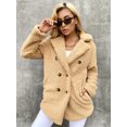 thumbnail image 2 of Eilly Bazar Teddy Coat for Women Double Breasted Faux Sherpa Female Camel S, 2 of 4