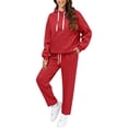 thumbnail image 5 of Migroa Womens Solid Color Hoodie Jogger Set, Women's Solid Color Hoodie & Jogger Set, High Neck Long Sleeve Two Piece, Sporty Outfit for Gym Workout High Neck Long Sleeve Two Piece Gym, Workout,, 5 of 9