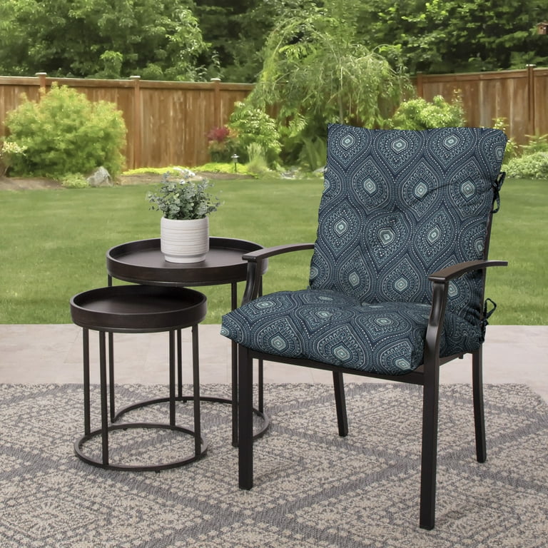 Better Homes Gardens Outdoor Chair Cushion Brigitta Cove Brigitta Blue Medallion BHG Walmart