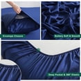 thumbnail image 2 of Ultra Soft Bamboo Sheet Set of 3, Durable and Cooling Bamboo Fiber Bed Sheet Set, Twin, 1 Flat Sheet +1 Fitted Sheet +1 Pillowcases, Navy Blue, 2 of 10
