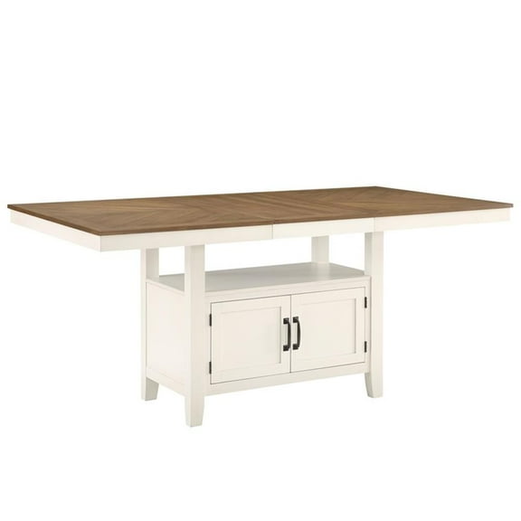 Bowery Hill Contemporary Off White and Honey Brown Wood Counter Table