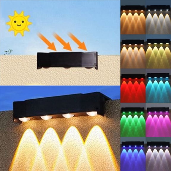 Matoen Solar Fence Lights Outdoor, Multicolor Solar Deck Lights, IP65 Waterproof Solar Lights Outdoor, LED Solar Powered Lights for Outside House Wall Backyard Railing Patio