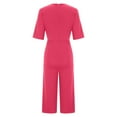thumbnail image 5 of DianGeFu Jumpsuits for Women Dressy Short Sleeve Smocked High Waist Wide Leg Pants,Women's Summer Fashionable and Comfortable Solid Color Short Sleeved V-neck Jumpsuit,Hot Pink,S, 5 of 6