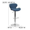 thumbnail image 6 of Flash Furniture Denville 2 Pack Contemporary Blue Fabric Adjustable Height Barstool with Curved Back and Chrome Base, 6 of 13