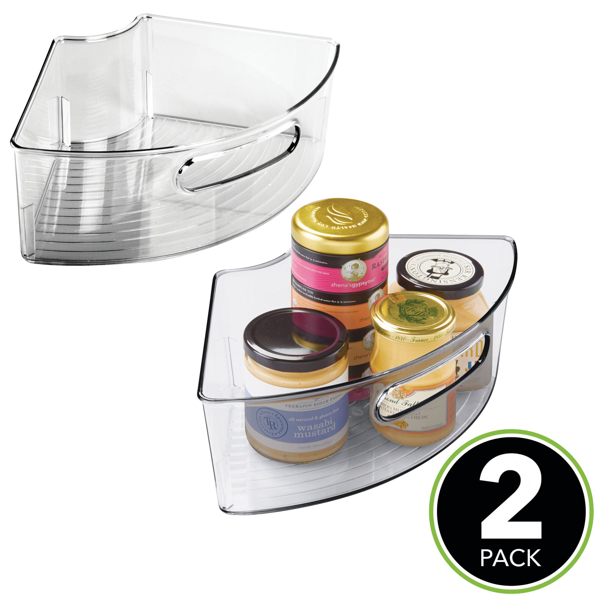 Mdesign Plastic Lazy Susan Cabinet Storage Bin, Front Handle, 4 Pack, Smoke  Gray : Target