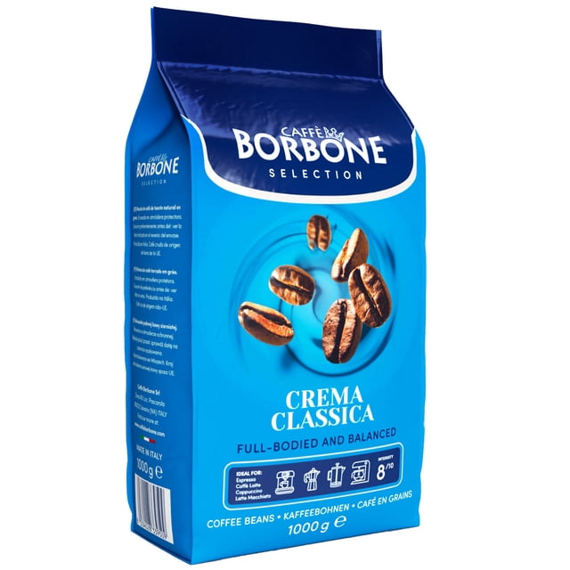 Caffe Borbone Crema Classica Sac de 1 kg de Grains de Café Entiers - (Intensité 8/10)