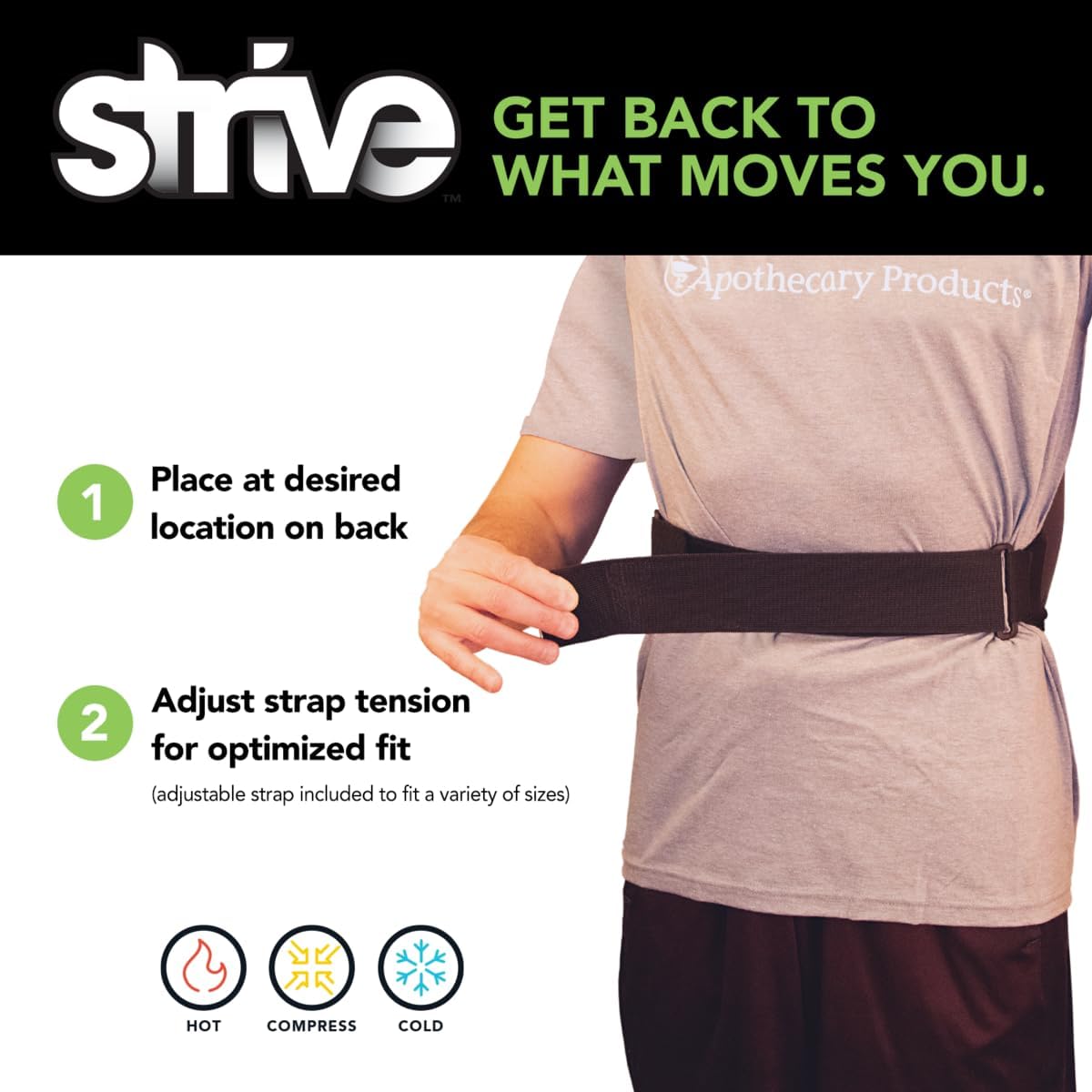 Strive Hot & Cold Therapy Flexible Compression Wrap for Back