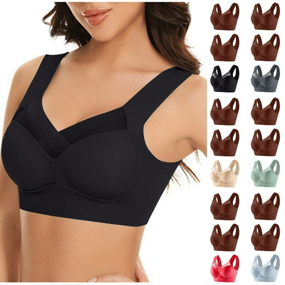 ATOYSOY 3 Pack Everyday Bra for Women Sports Bra Lace Splicing Thin Lightly Bralette Solid Color Underwear Workout Comfort Bra Push Up Breathable Wirefree