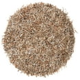 thumbnail image 6 of SAFAVIEH Leather Shag Dimitri Solid Area Rug, Beige, 5' x 5' Round, 6 of 6