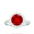 thumbnail image 4 of Rosec Jewels Certified Lab Grown Ruby Engagement Ring with Halo - Round Ruby Diamond Ring for Women (8 mm, AAAA Quality), 925 Sterling Silver, US 8.00, 4 of 8