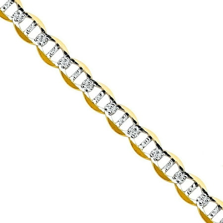 Pori Jewelers 14K Yellow Gold 3.2mm Hollow PAVE Mariner Link Chain Bracelet