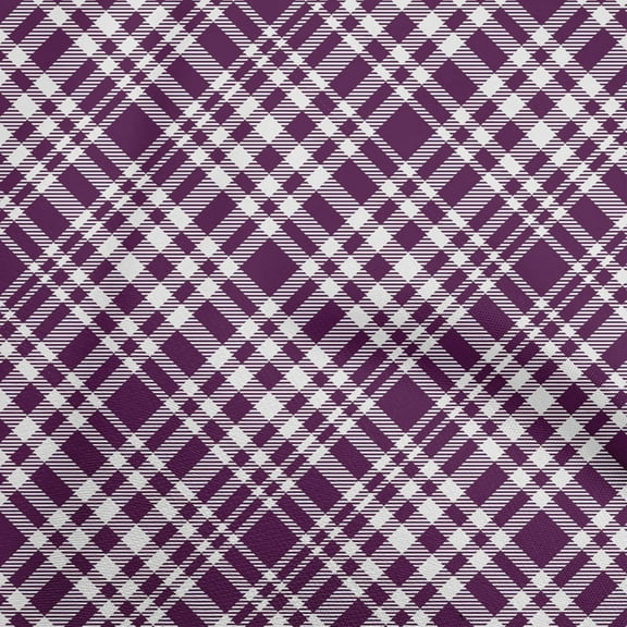 oneOone Polyester Spandex Purple Fabric Check Dress Material Fabric Print Fabric By The Yard 56 Inch Wide