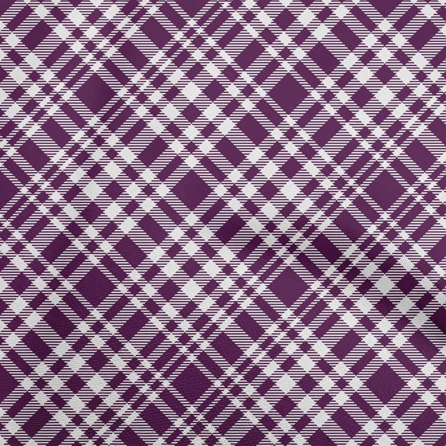 oneOone Rayon Purple Fabric Check Sewing Craft Projects Fabric Prints By Yard 56 Inch Wide