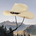 thumbnail image 2 of Summer Panama Straw Hat for Women Men Outdoor Beach Holiday Sun Wide Brim Lightweight Breathable Comfortable Travel, 2 of 3