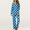 thumbnail image 2 of Diufon Valentine's Day Pajamas Set for Women Long Sleeve Lapel Top with Straight Wide Leg Pants Homewear Sets, 2 of 7